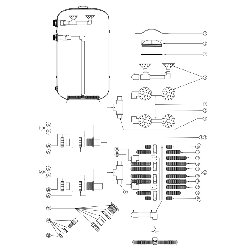 Pièces détachées Filtre DBF-42 (LACRON, WATERCO)