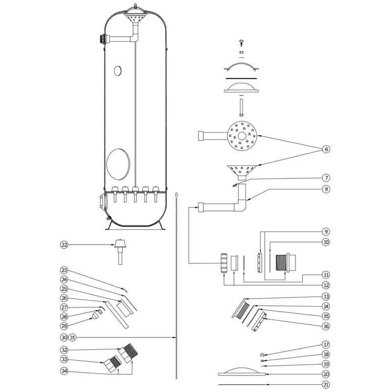 Pièces détachées Filtre DBK-24 (WATERCO, LACRON)