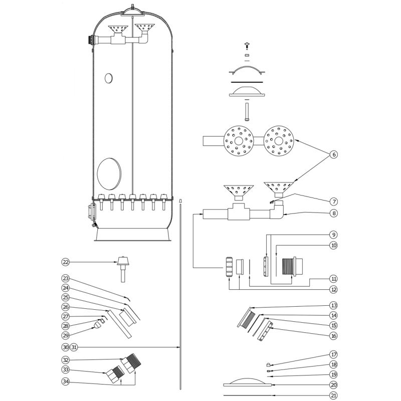 Pièces détachées Filtre DBK-30 (WATERCO, LACRON)