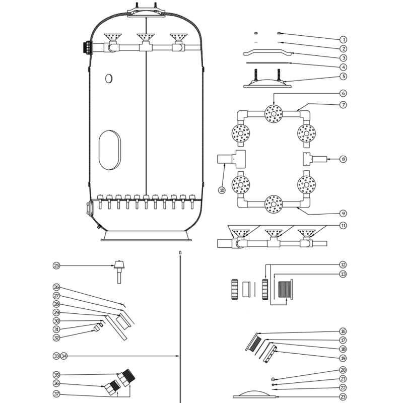 Pièces détachées Filtre DBK-48 (LACRON, WATERCO)