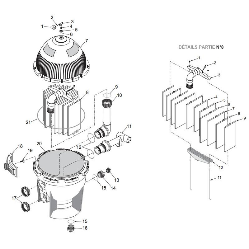 Pièces détachées Filtre à Diatomée SYSTEM 3 (Ø724) (STA-RITE)