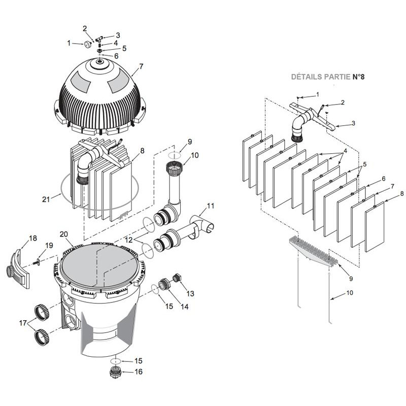 Pièces détachées Filtre à Diatomée SYSTEM 3 (Ø826) (STA-RITE)