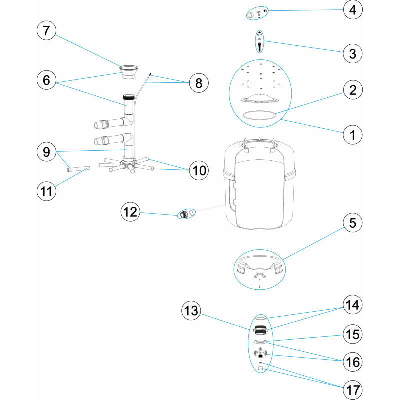 Pièces détachées Filtre EUROPA PRO T/G/P (ASTRALPOOL, SNTE)