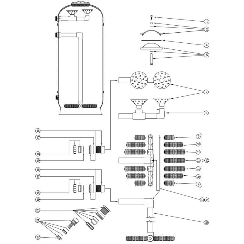 Pièces détachées Filtre HPF-30 (LACRON, WATERCO)