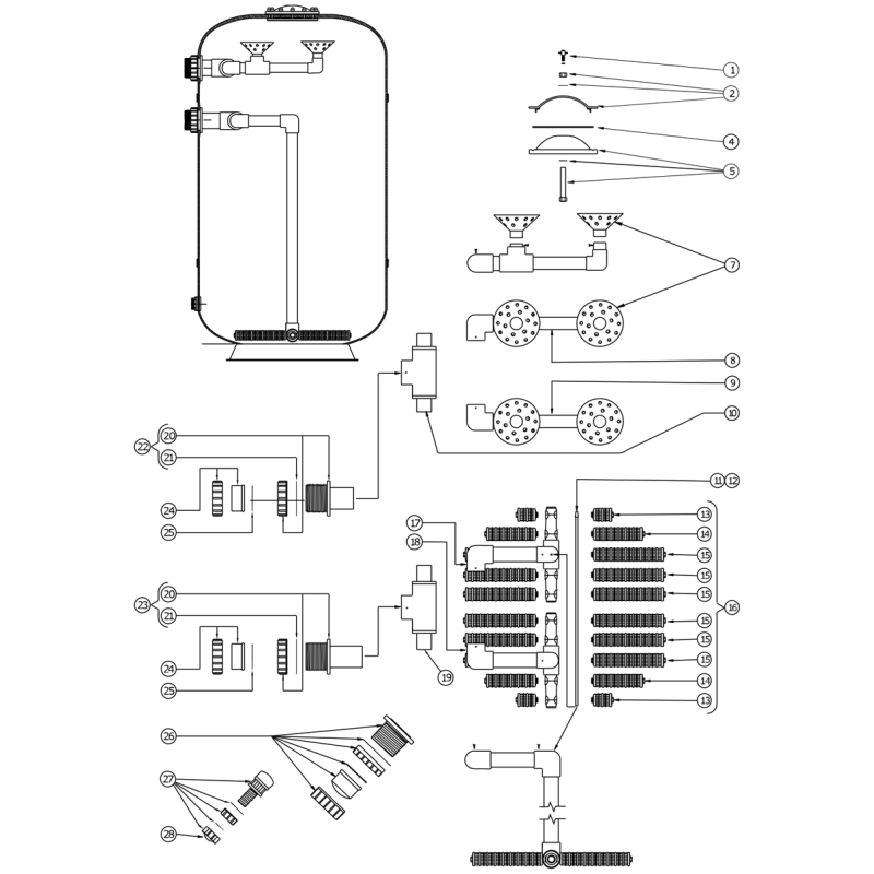 Pièces détachées Filtre HPF-42 (LACRON, WATERCO)