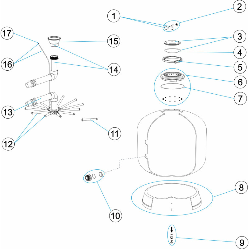 Pièces détachées Filtre IVORY Ø 750 900 (ASTRALPOOL)