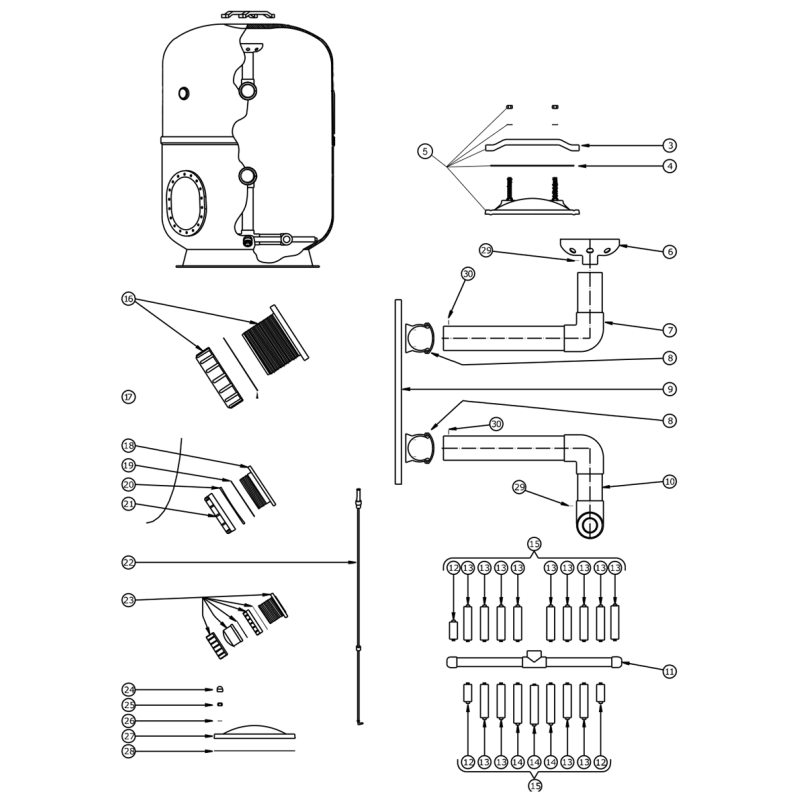 Pièces détachées Filtre LCX/LCP-1200 (Avant 2007) (LACRON)