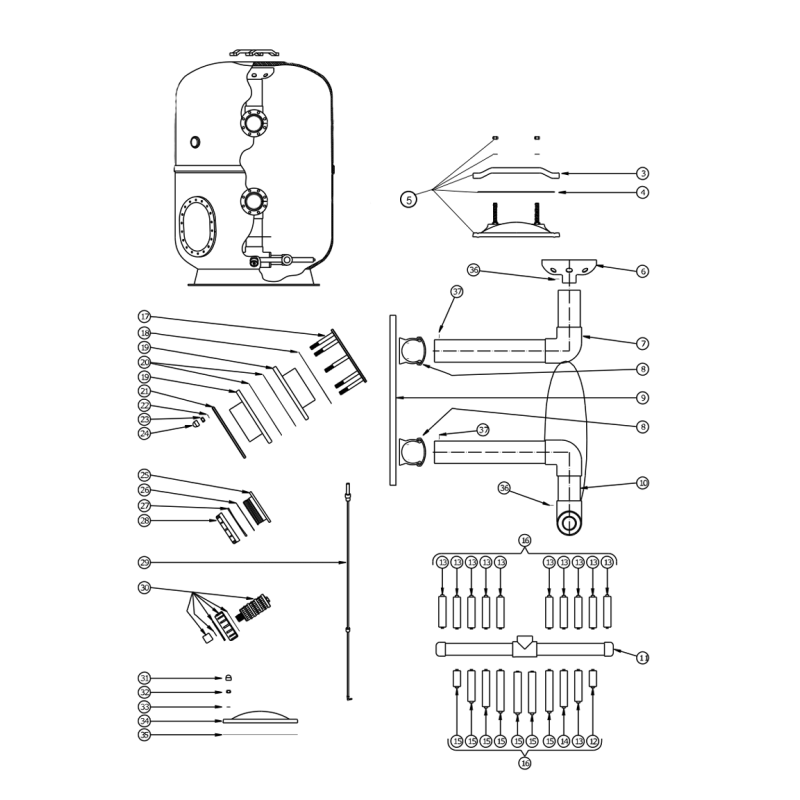 Pièces détachées Filtre LCX/LCP-1400 (Avant 2007) (LACRON)