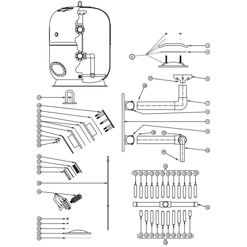 Pièces détachées Filtre LCX/LCP-1600 (Avant 2007) (LACRON)