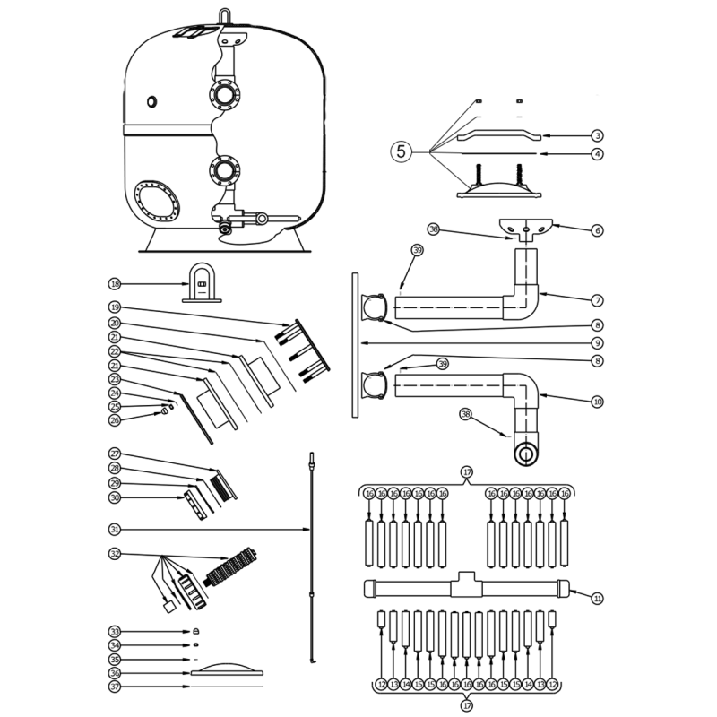 Pièces détachées Filtre LCX/LCP-1850 (Avant 2007) (LACRON)