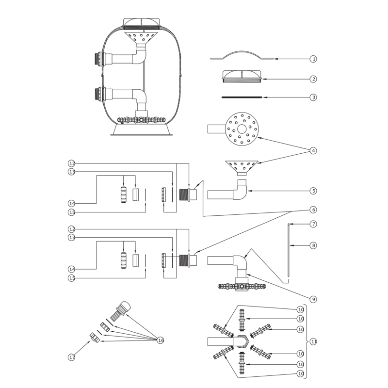 Pièces détachées Filtre LSR-16 (LACRON, WATERCO)