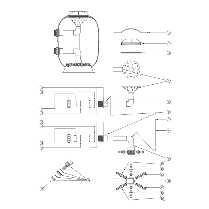 Pièces détachées Filtre LSR-18 (LACRON, WATERCO)