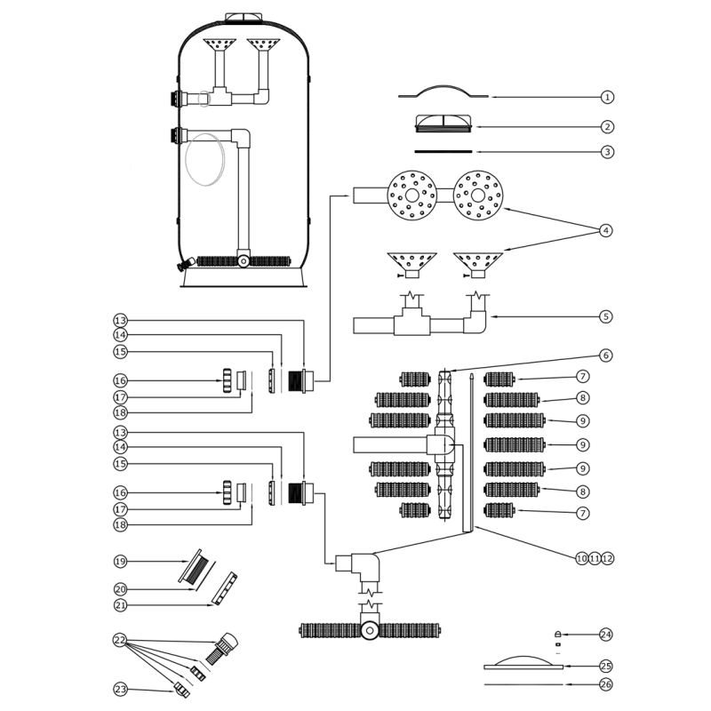 Pièces détachées Filtre MBF-30 (LACRON, WATERCO)