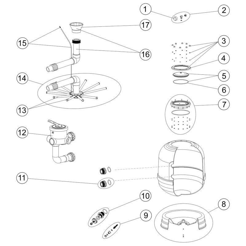 Pièces détachées Filtre MS (ZODIAC, ASTRALPOOL)