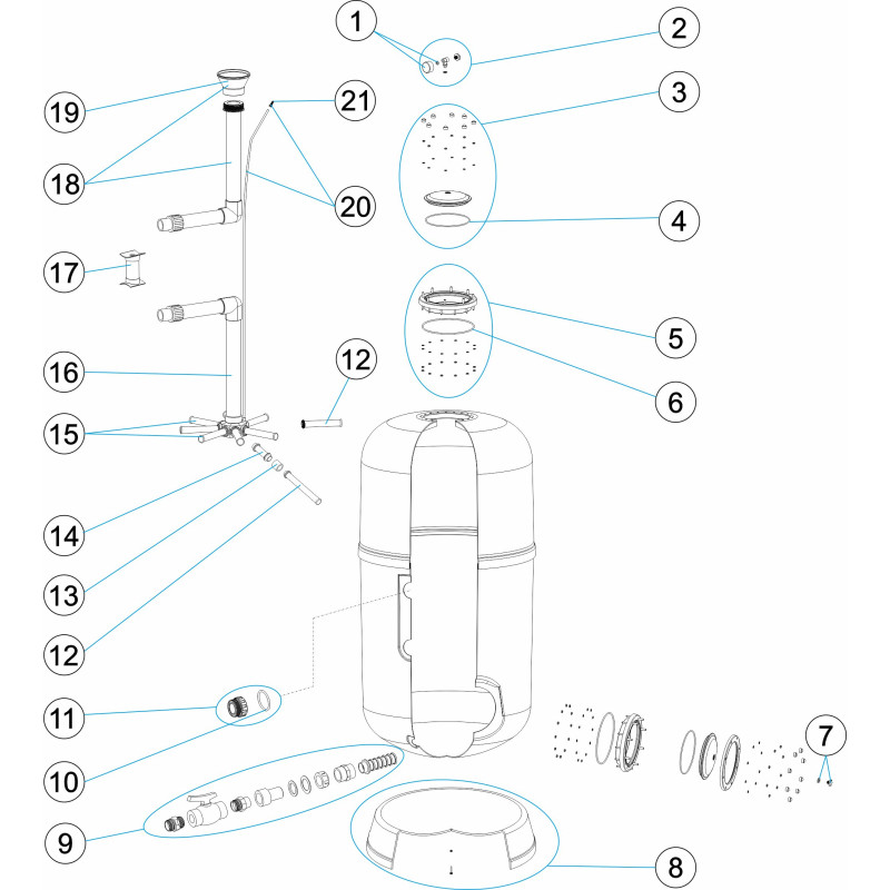 Pièces détachées Filtre NILO SIDE Ø 500, 650, 800, 950 (ASTRALPOOL, IML)