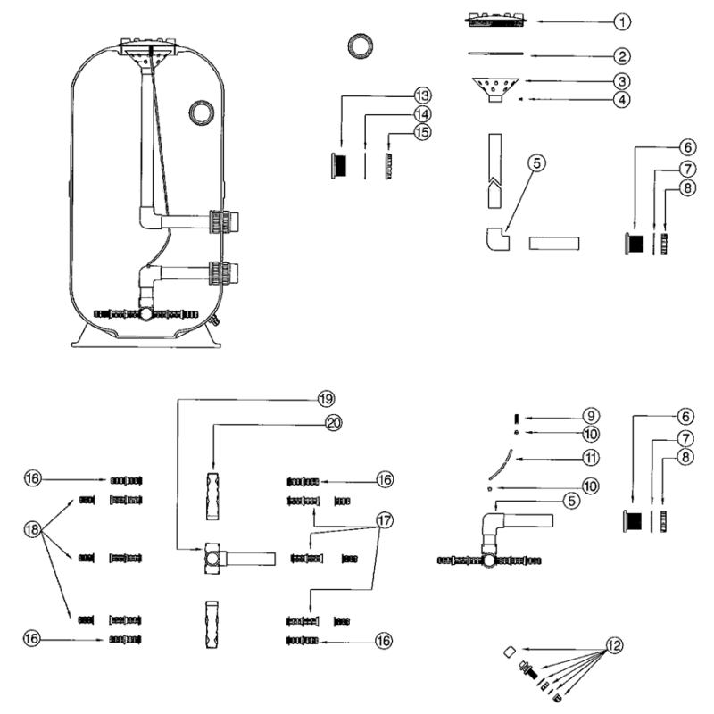 Pièces détachées Filtre PLUS SIDE MOUNT 24" (LACRON, WATERCO)