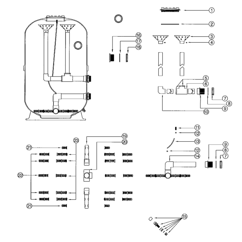 Pièces détachées Filtre PLUS SIDE MOUNT 30" (LACRON, WATERCO)