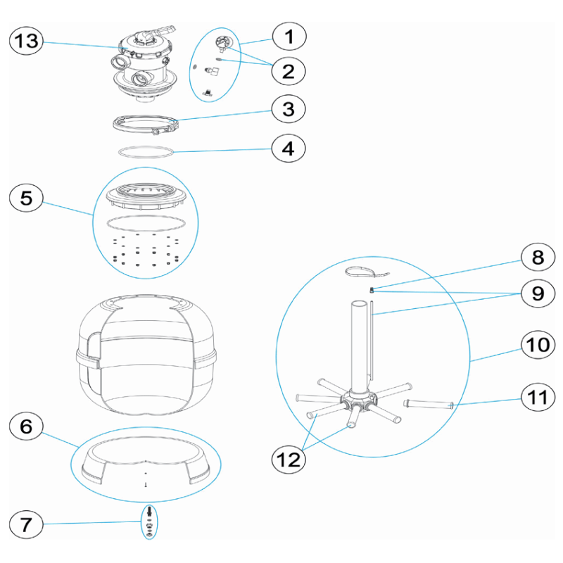 Pièces détachées Filtre POOOL COMFY top (ASTRALPOOL, HYDROSWIM)