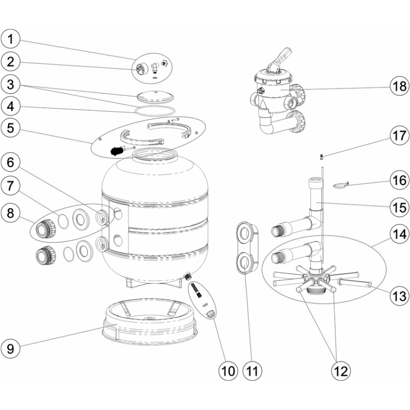 Pièces détachées Filtre ROMA Side (ASTRALPOOL, IML)