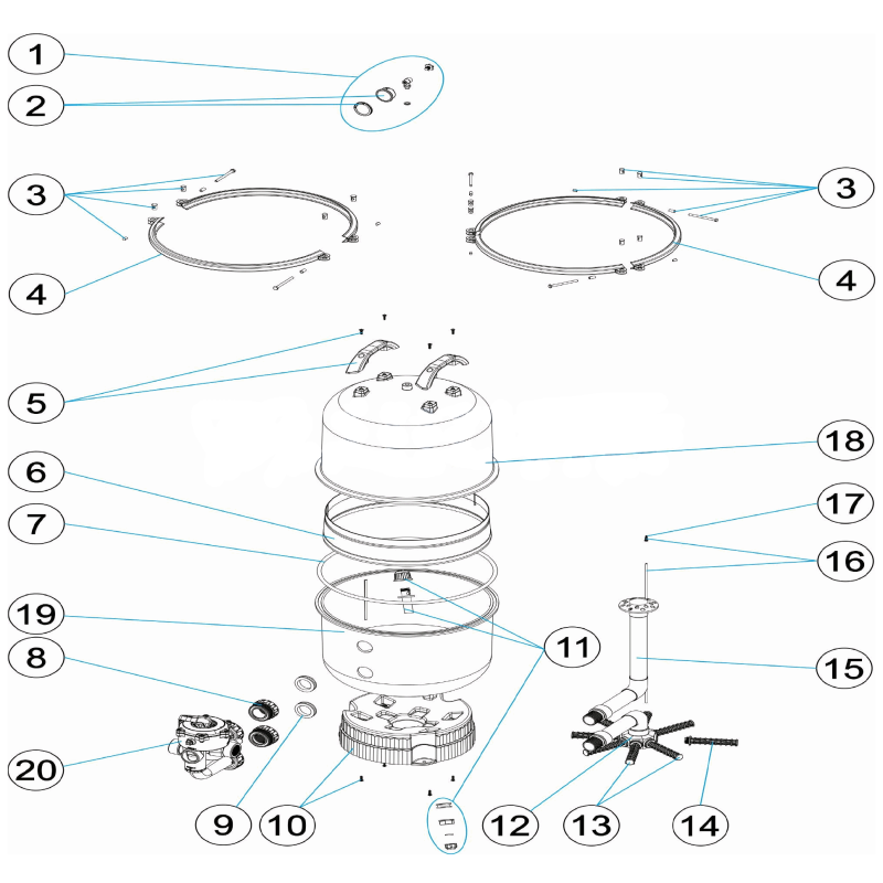 Pièces détachées Filtre RONDA PRO (ASTRALPOOL)