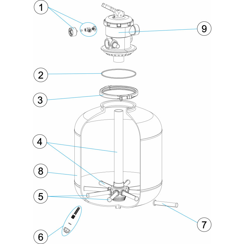 Pièces détachées Filtre SKYPOOL TOP Ø 500-600 (ASTRALPOOL, CEPEX)