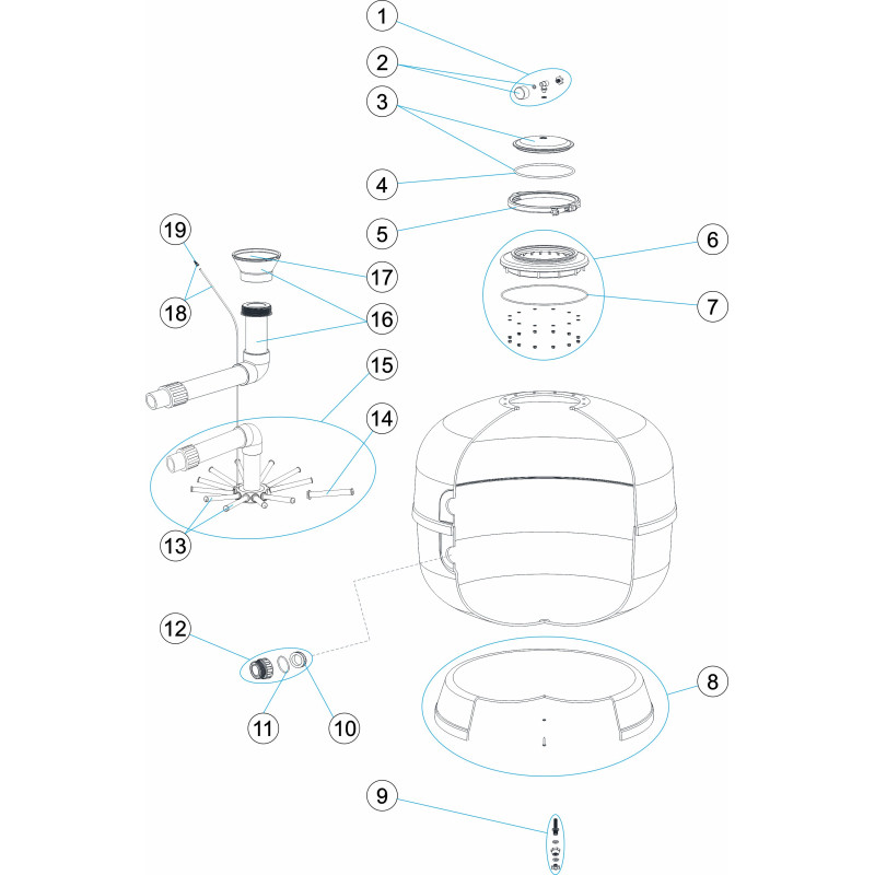 Pièces détachées Filtre VERONA SIDE Ø 750, 900 (ASTRALPOOL)