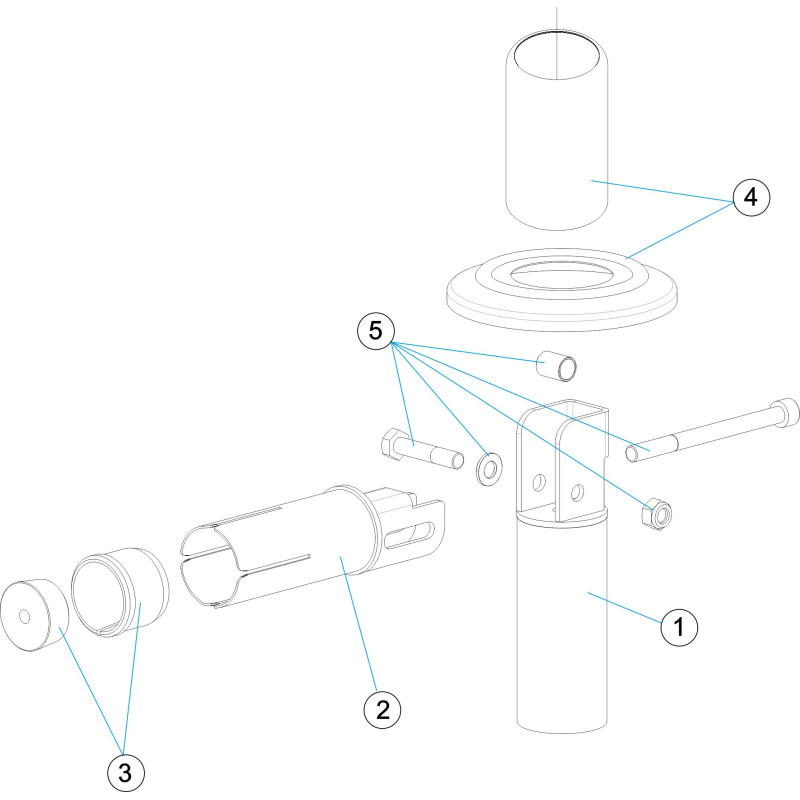 Pièces détachées Fixation articulée tube Ø 43 avec plaquette à sceller