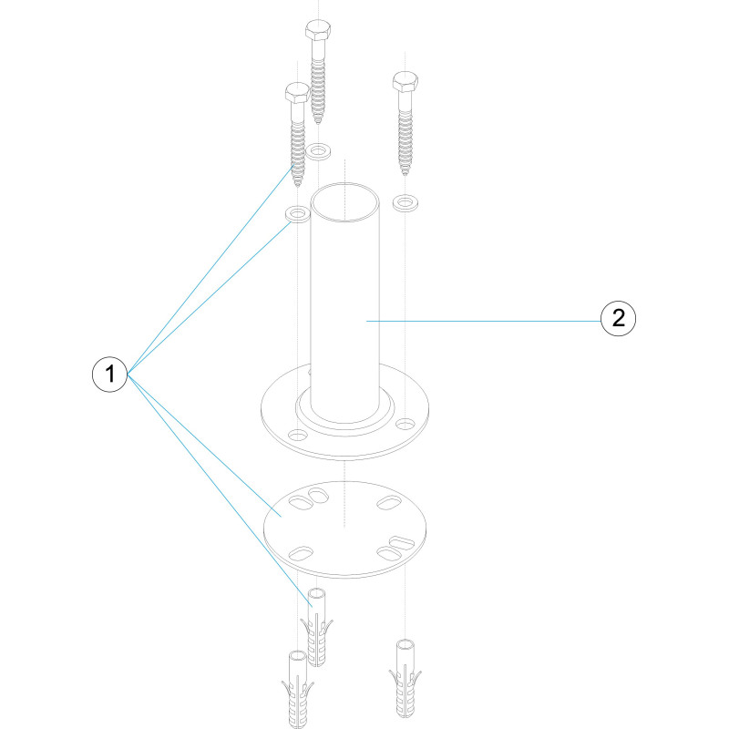 Pièces détachées Fixation démontable avec plaquette inox 304 (ASTRALPOOL)