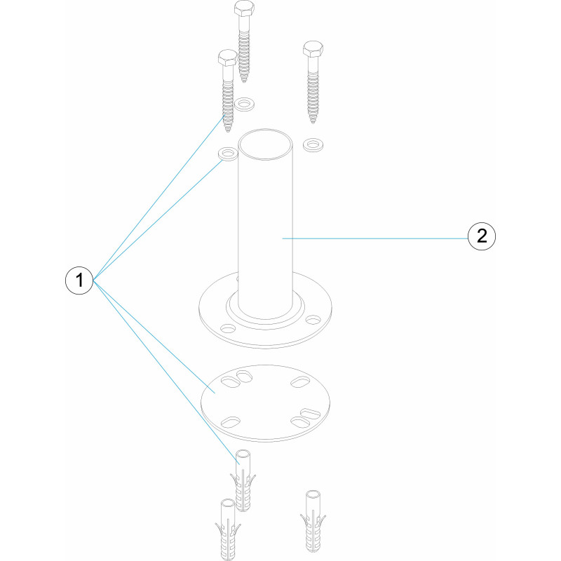 Pièces détachées Fixation démontable avec plaquette inox 316 (ASTRALPOOL)