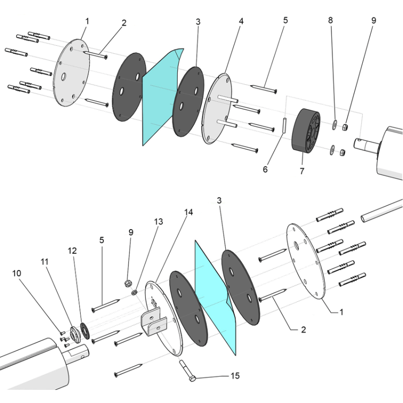 Pièces détachées Fixations liner d'enrouleur immergé (ECA INTERPOOL)