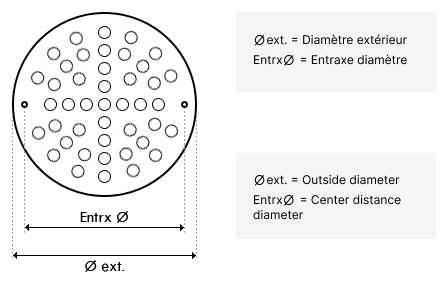 Dimensions pour Grille Fixe BR 3'' 3302-3303 - COFIES (HAYWARD)