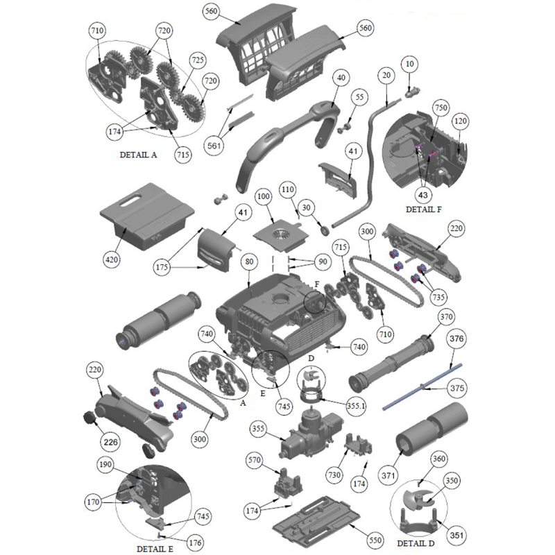 Pièces détachées pour robot H5 duo proline (ASTRALPOOL)