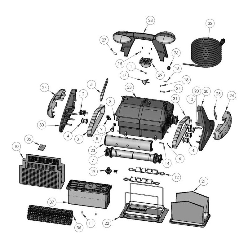 Pièces détachées pour robot ZODIAC INDIGO version UK 60ft