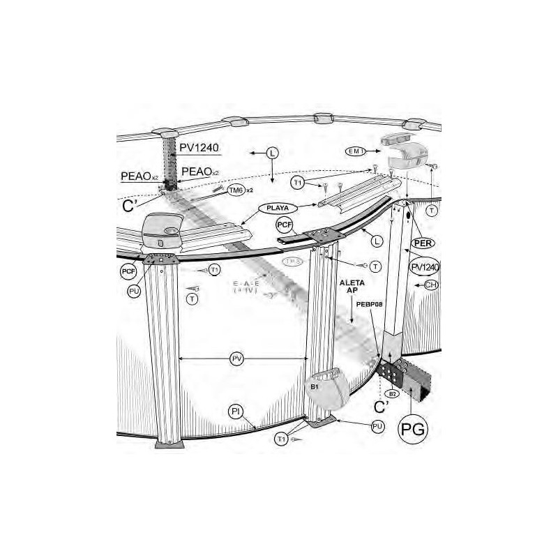 Pièces détachées Structure de piscine hors sol GRE