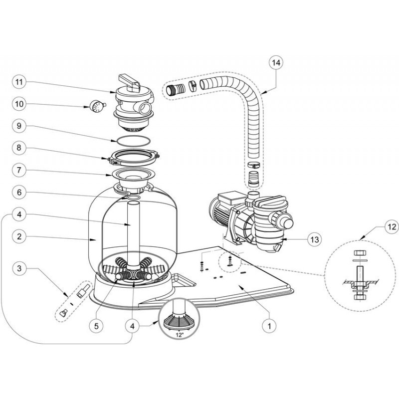 Pièces détachées Kit de filtration AZUR (PENTAIR)