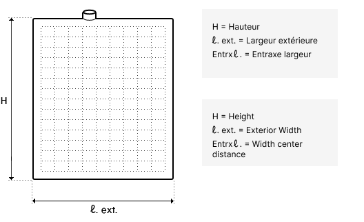 Dimensions pour Cadre Filtrant FILTRE DE FNS/+36 - Petite H.460 x L.330 mm (PENTAIR)