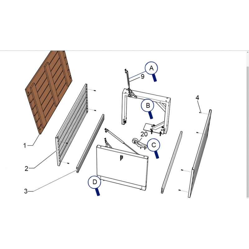 Pièces détachées Module de banc extremité coté M/A ZEN'IT (ECA INTERPOOL, ASTRALPOOL)