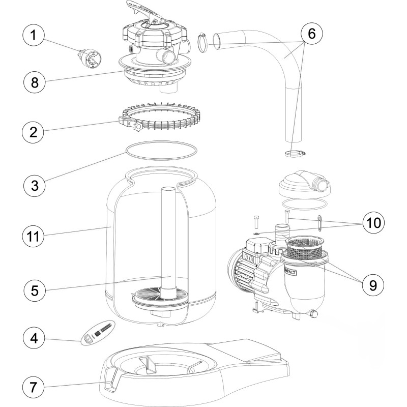 Pièces détachées groupe de filtration ASTRAL COMPACT Ø 380 (ASTRALPOOL)