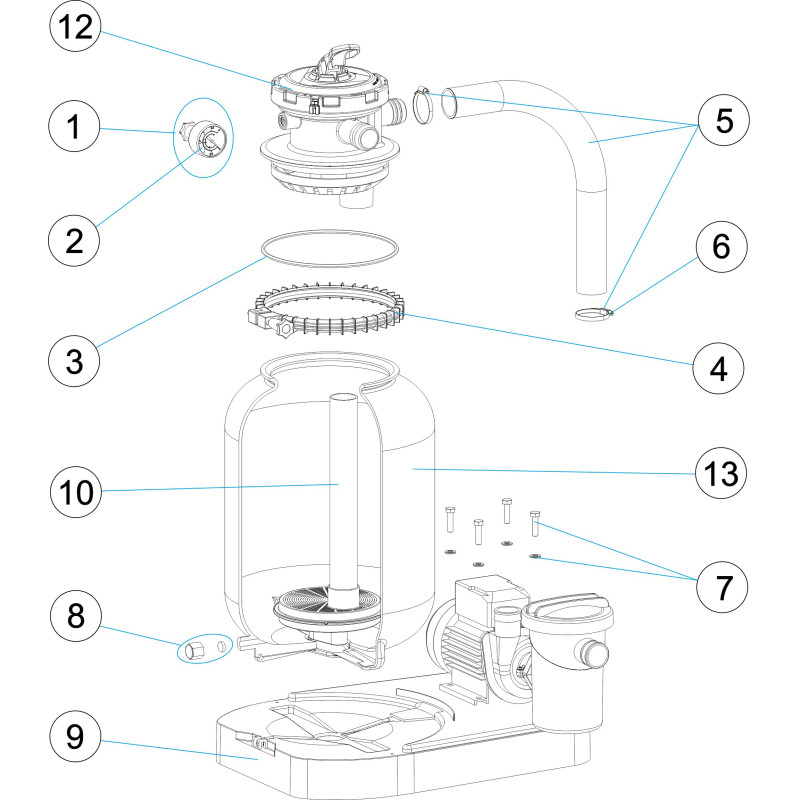 Pièces détachées pour groupe de filtration monobloc FIJI 3 - Ø 300 (ASTRALPOOL)