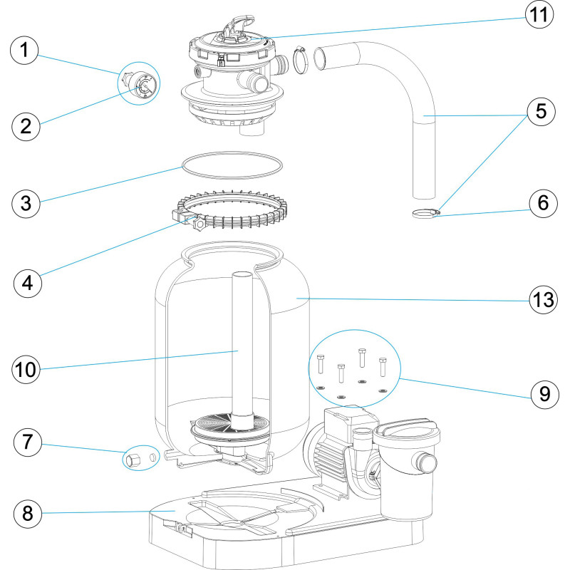 Pièces détachées groupe de filtration monobloc FIJI 4 - Ø 300 (ASTRALPOOL)