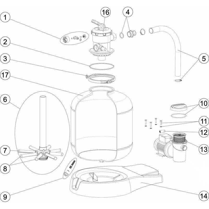 Pièces détachées groupe de filtration monobloc P-XPERT 10 - Ø 500 (ASTRALPOOL)