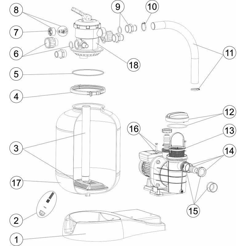 Pièces détachées groupe de filtration monobloc GALACTIC Ø 380, 400 (ASTRALPOOL)