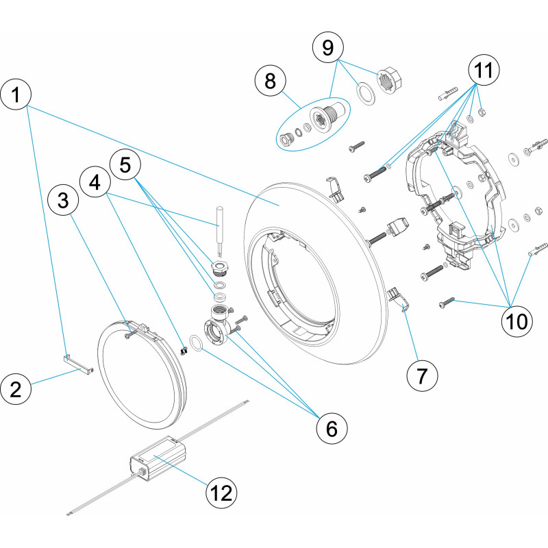 Pièces détachées Optique FLEXISLIM avec alimentation 16W (ASTRALPOOL)