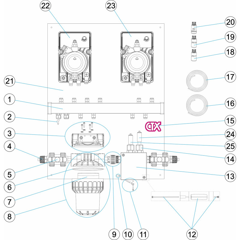 Pièces détachées Panneau de régulation complet CLASS pH-RX (ASTRALPOOL, CERTIKIN)