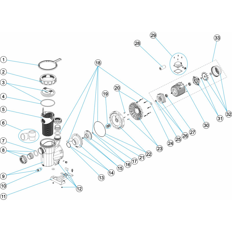 Pièces détachées Pompe auto-aspirante SPRINT (ASTRALPOOL, ASTEN FIBERPOOL)