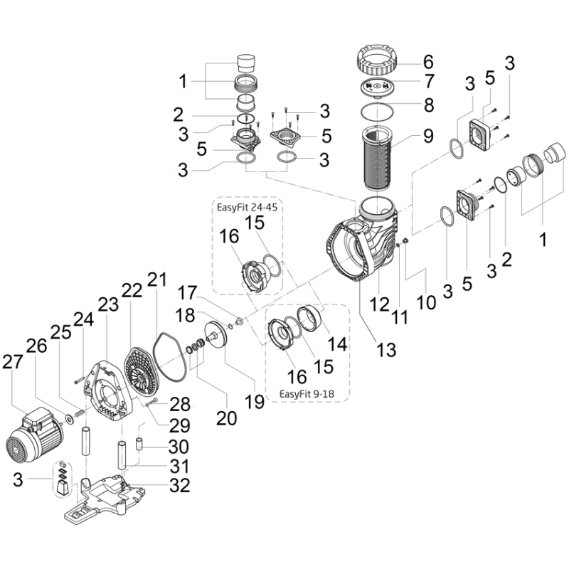 Pièces détachées Pompe BADU EASYFIT (SPECK)