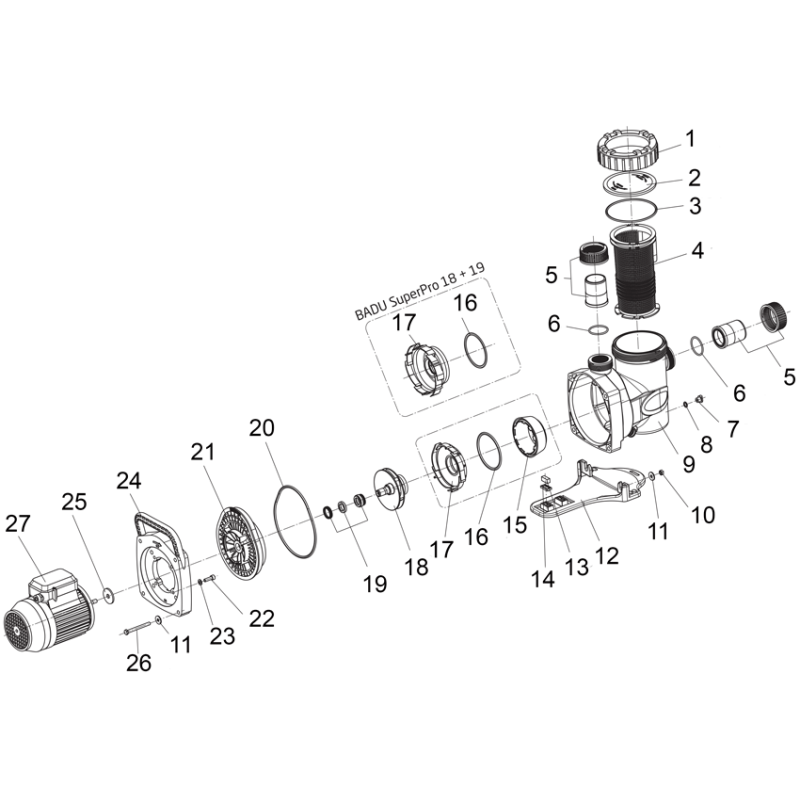 Pièces détachées Pompe BADU SUPERPRO 8 à 19 (SPECK)