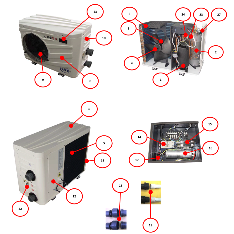 Pièces détachées Pompe à chaleur AR (TALLERES DEL AGUA, ASTRALPOOL, GRE, CEPEX)