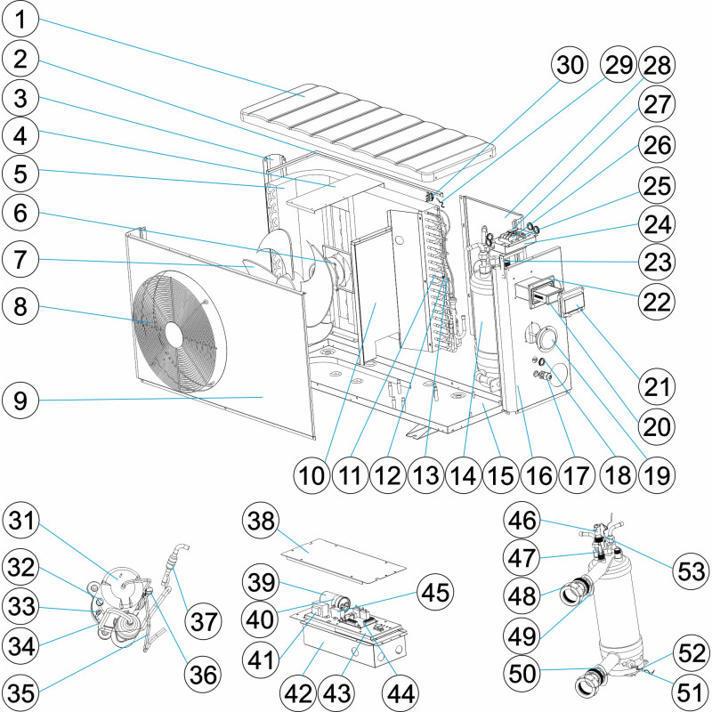 Pièces détachées Pompe à chaleur FSP 08, 11 (ASTRALPOOL, ZODIAC)