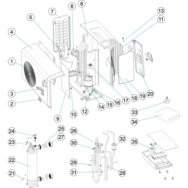 Pièces détachées Pompe à chaleur HPO (ZODIAC, ASTRALPOOL)
